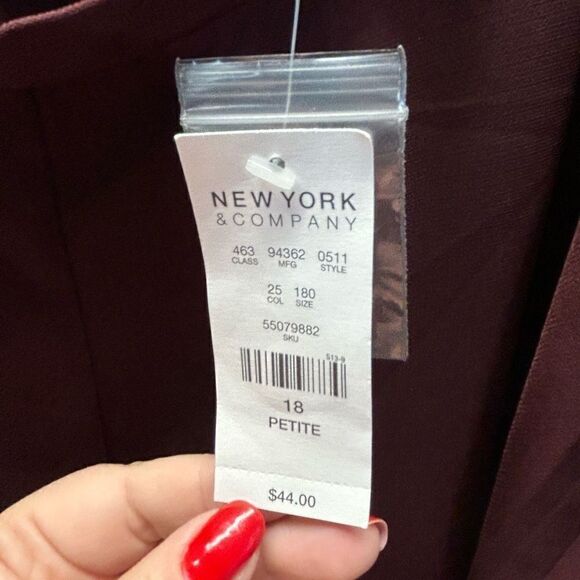 New York Company Size 18W Burgandy NWT Wide Cuffed Dress Pants - Picture 4 of 6